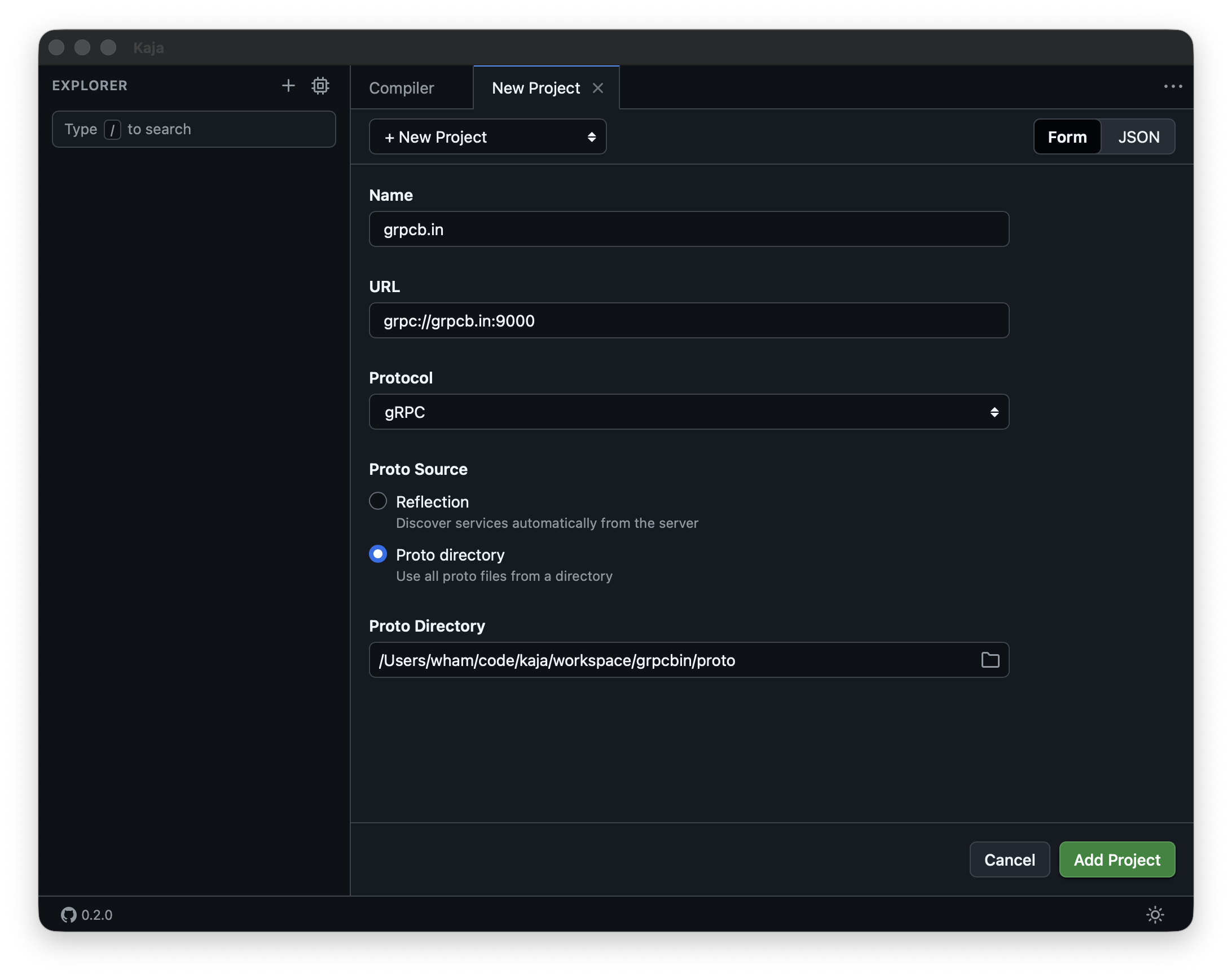 Kaja application screenshot