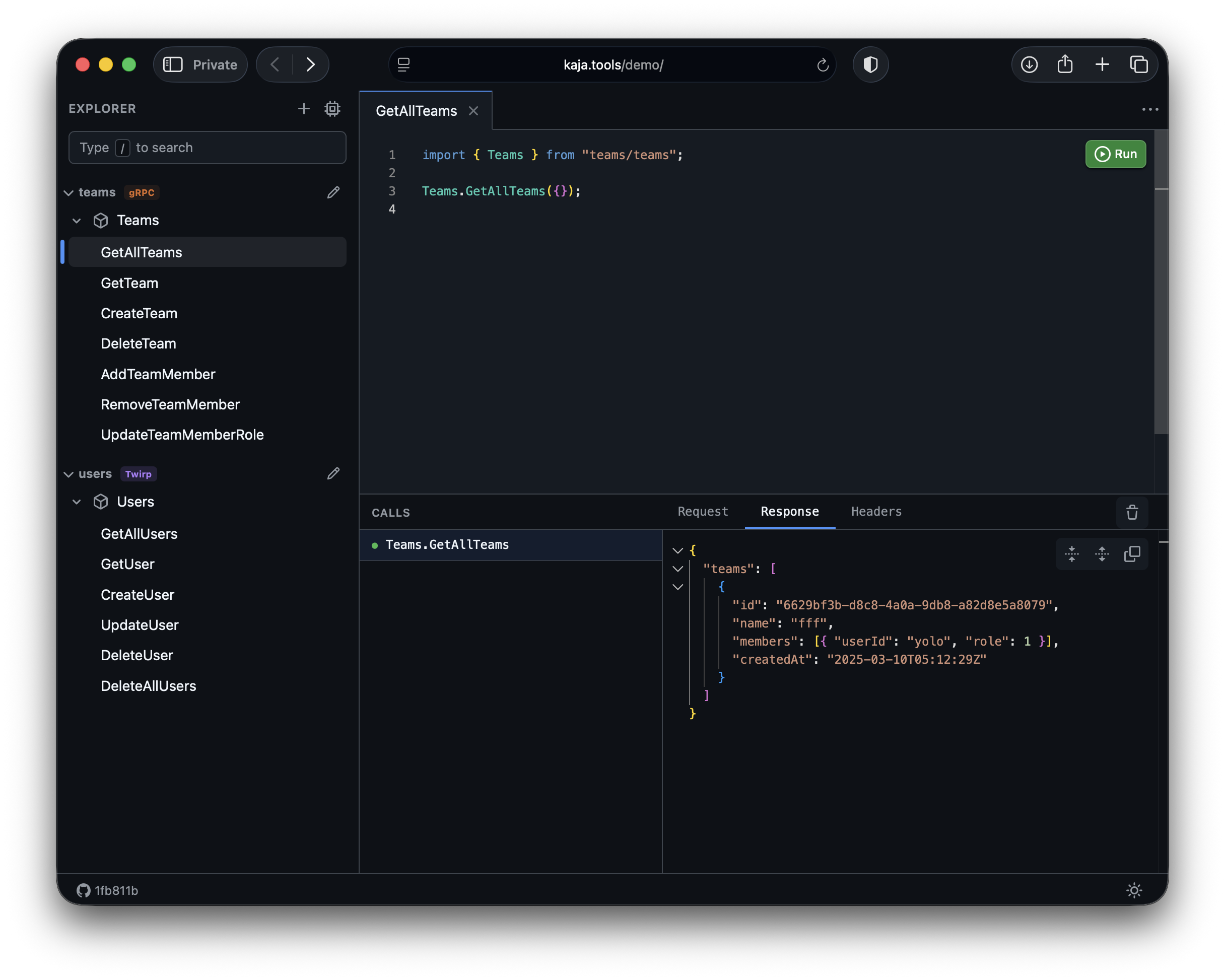 Kaja application screenshot
